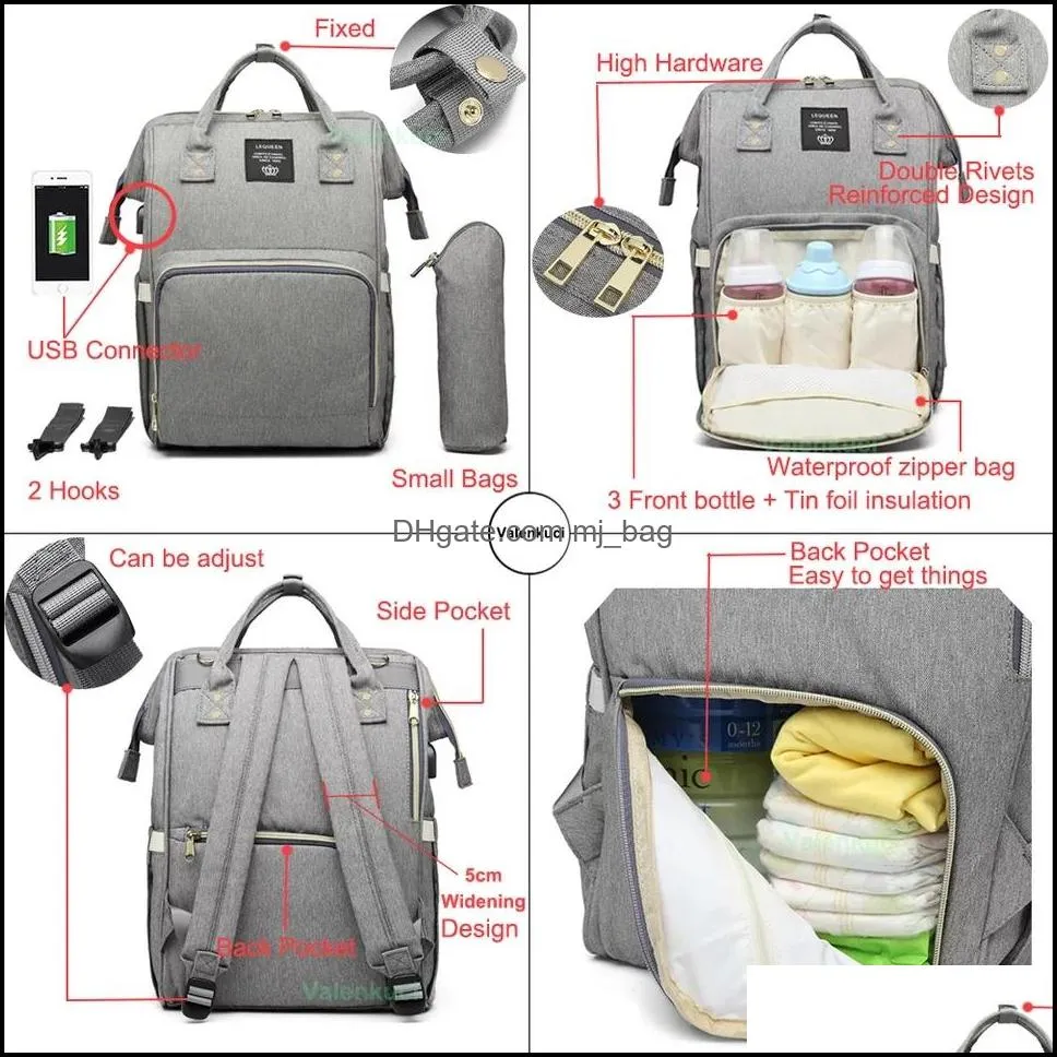 diaper bag charging usb backpack waterproof mommy nappy bag large capacity travel backpack baby nursing stroller bags with hook