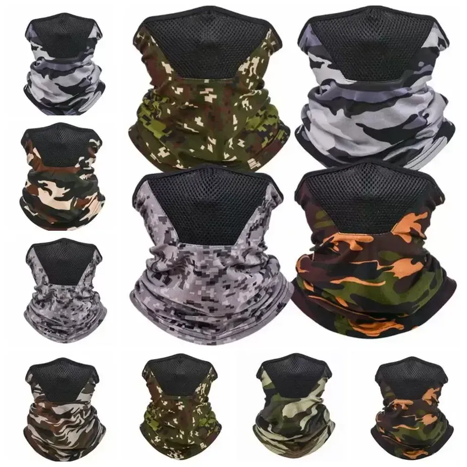 Maschere Camouflage Sciarpa magica Sport all'aria aperta Ciclismo Handwarp Donna Uomo Maschera di protezione UV Antipolvere Traspirante Bandana Sciarpe Maschera