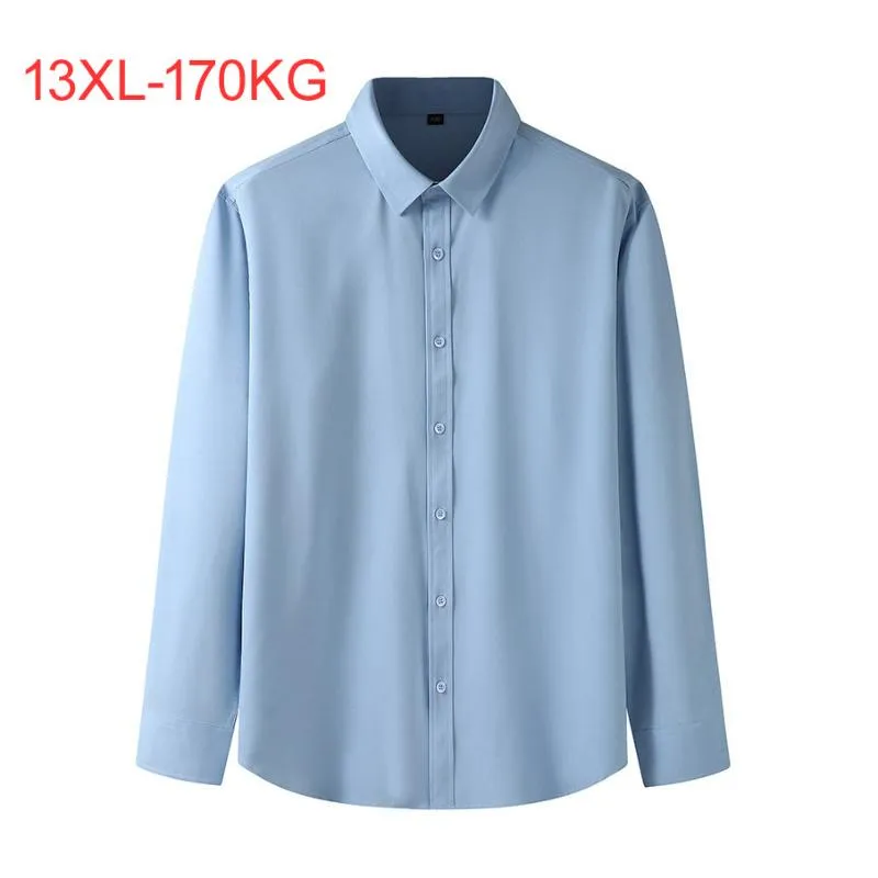 Casual shirts van heren 8xl 10xl 12xl 11xl groot formaat heren shirt met lange mouwen paarse zwart blauw bedrijf formele heren oversized kantoor plus sizemen