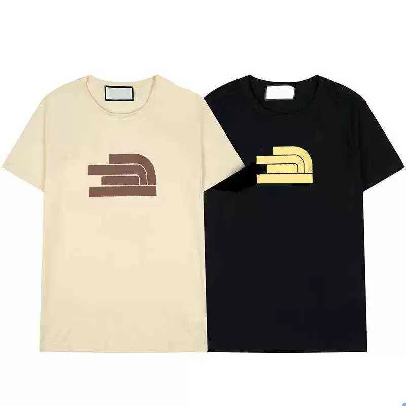 22 homens camisetas de algodão t-shirt de algodão em torno do pescoço duplo thread mola letra de verão alta rua solta tendência manga curta hip hop masculino roupas