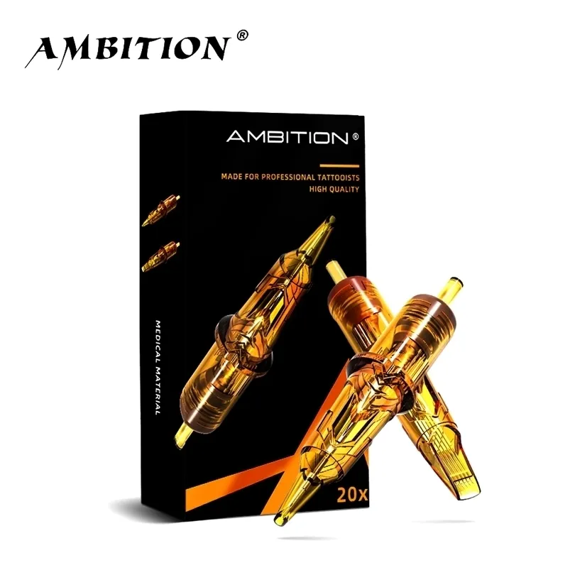 Ambition Golden Armor Tattoo Cartridge Needles RL Disposable Sterilized Safety Needle for Machines Grips 20pcs 220316
