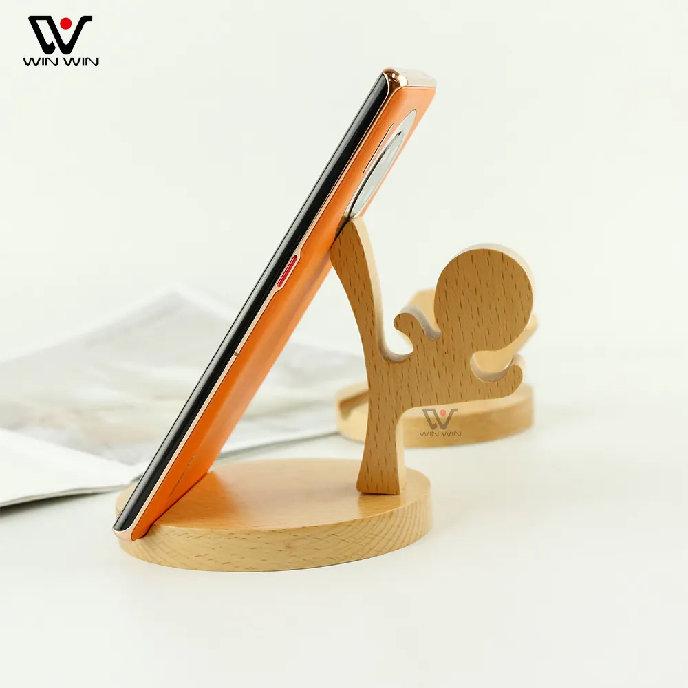 2022 Nyaste Design Creative Animal Lazy Holders Universal Phone Bracket Wood Stand Phones Holder