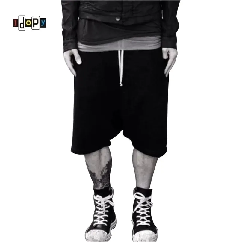 Highstreet été hommes goutte entrejambe Shorts Baggy lâche cordon Hip Hop noir vêtements urbains Joggers Harem pantalon pour homme 220318