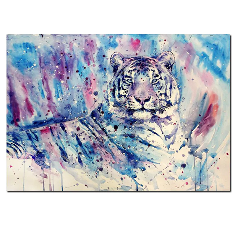 Animal Canvas Wall  Art Watercolor Tiger Picture HD Print on Canvas Modern Abstract Painting For Home Living Room Decoration (2)