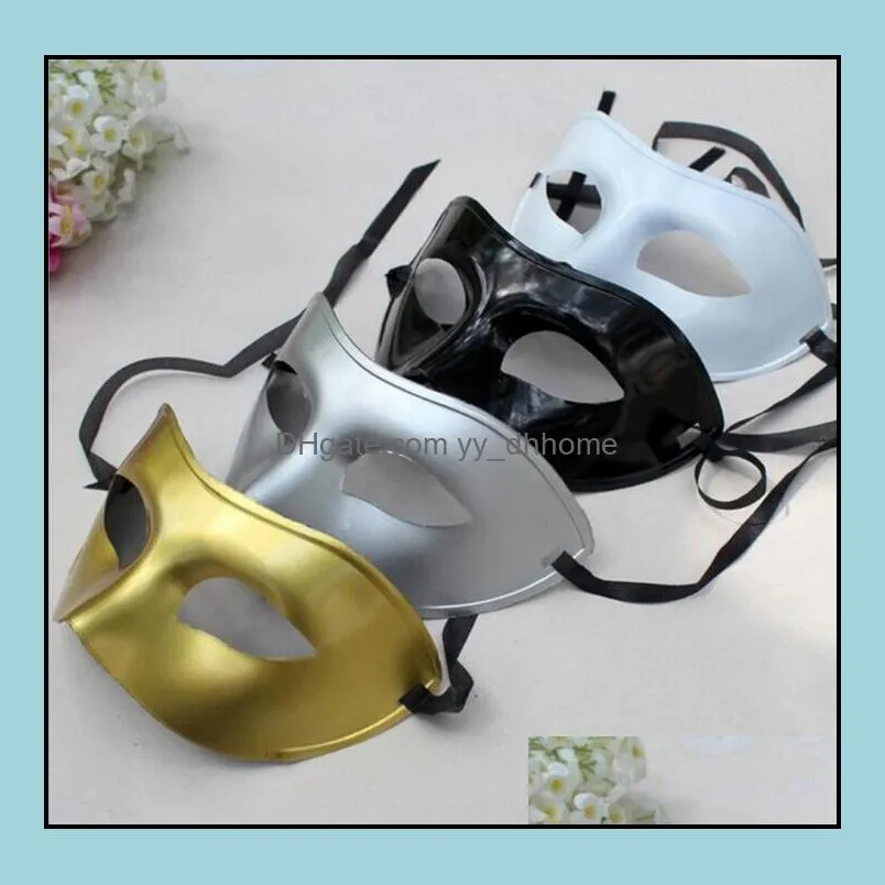 men`s masquerade mask fancy dress venetian masks masquerade masks plastic half face mask (black, white, gold, silver) sn016