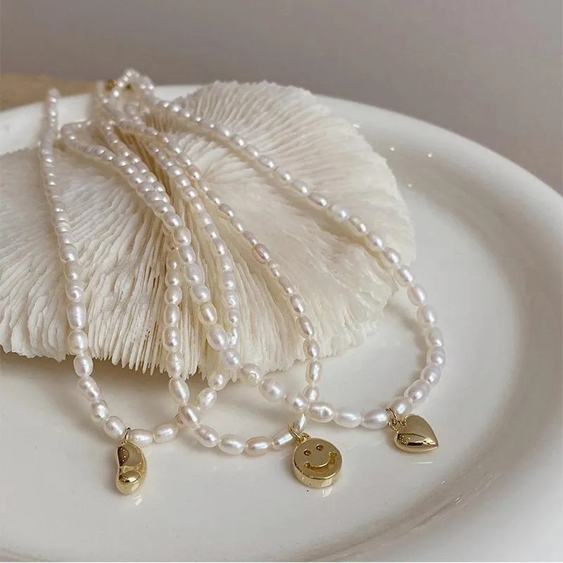 Ketten Mode Zarte Elegante Perle Herz Anhänger Choker Halskette Für Frauen Mädchen Metall Pendent JewelryChains