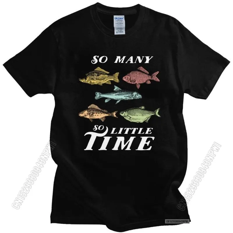 T-shirts pour hommes magnifiques hommes drôles de pêche citation t-shirt tissu doux coton brun arc-en-ciel truite triade t-shout loisir beaucoup de poisson peu de temps tshir