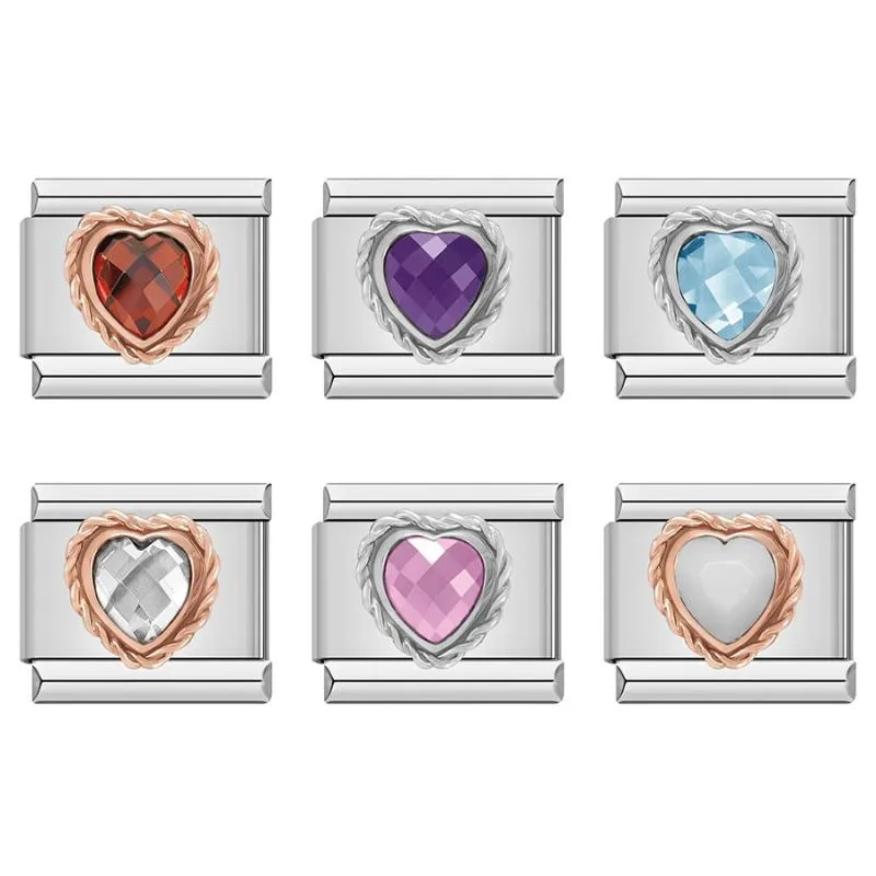 Charms Hapiship Original Daisy Fashion Romantic Heart CZ Italian Charm Links Fit 9mm Bracelet Stainless Steel Jewelry Making DJ190Charms