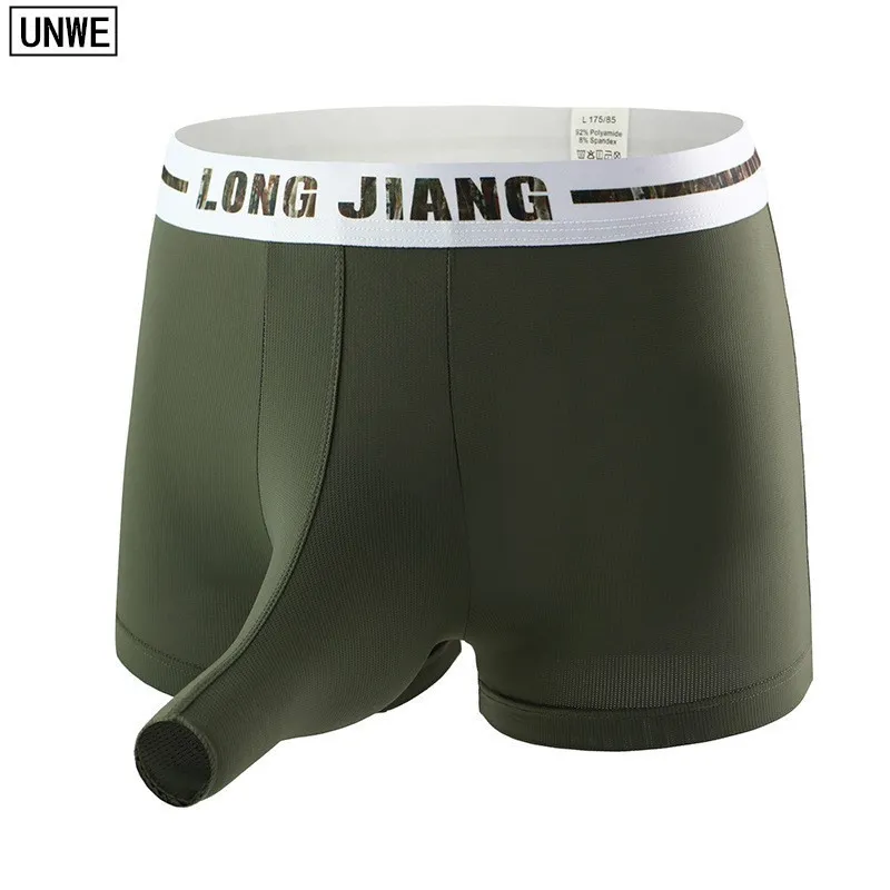 Cintura ancha para hombre Ropa interior de elefante Boxer Bulge Pouch  Bragas masculinas Lencería de seda de hielo Pantalones cortos Calzoncillos  sexy