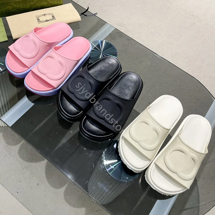 Tasarımcı Sandal Kalın Talize Terlik Kaymaz Konforlu Silikon Moda Marka Kadın Erkekler Lüks PU Kauçuk Kıvatasız Yüksek Su Geçirmez Plaj Sandalet Eur 35-45