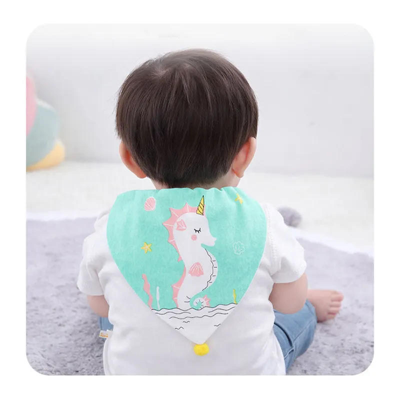 Baby Sweat Wipes 4 Layer Cartoon pad back towels for kids 4 layers of gauze sweat-proof towel Animal Picture Cotton Summer Absorb Towels