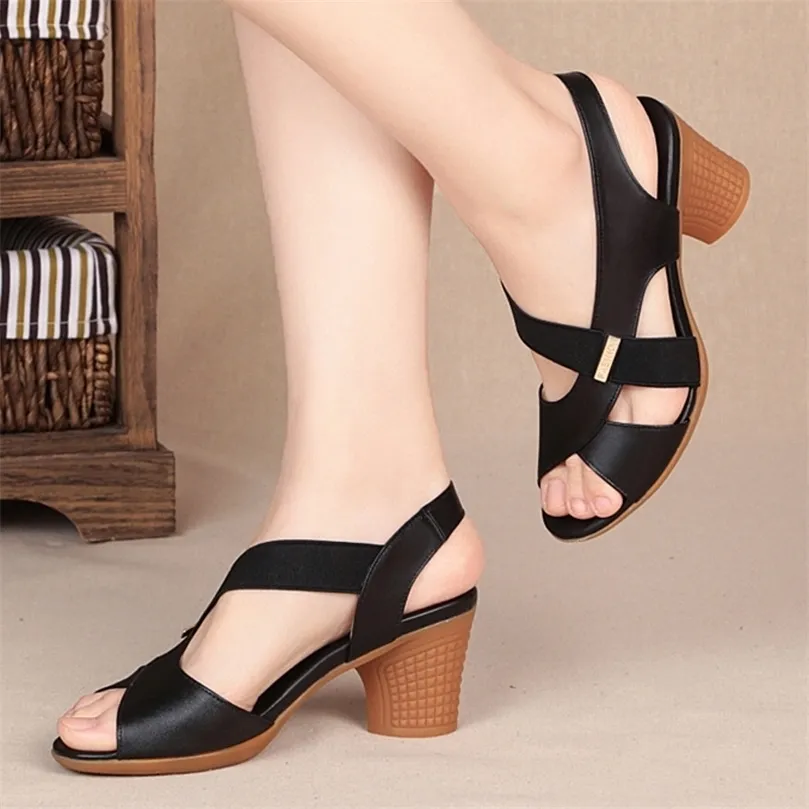 Fashion Women Sandals Platform Summer Mid Heel Peep Toe Nonslip Nonslip Back Strap Beach Ladies Shoes Zapatos de Mujer 210226