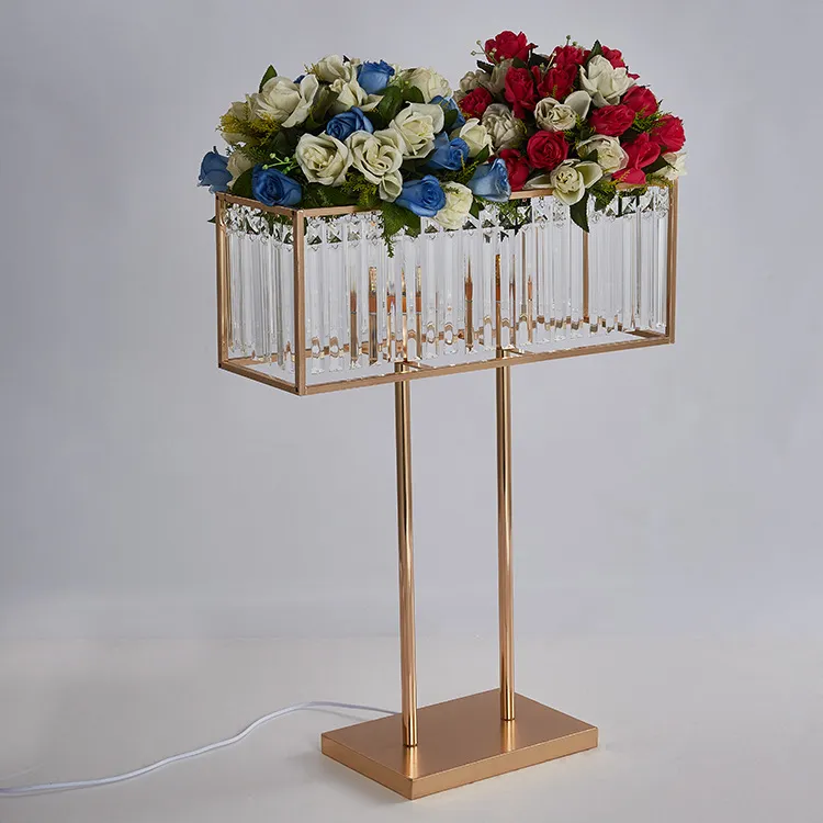 お花のガラステーブル　フラワースタンド 結婚式の小道具長方形メインテーブルフラワーアレンジメント装飾装飾品
