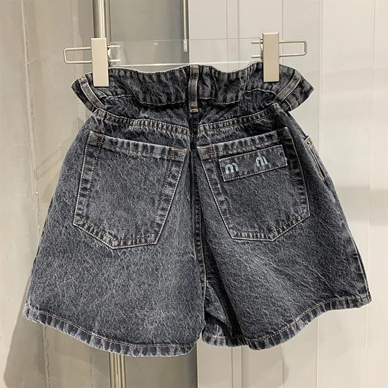 Women's Shorts Miu Family Black Denim Summer High Waist 2022 Bract A-line Casual