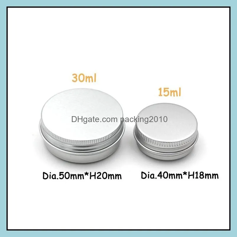 15ml Metal Aluminium Bottle Tins Lip Balm Containers Empty Jars Screw Top Tin Cans White Gold Black