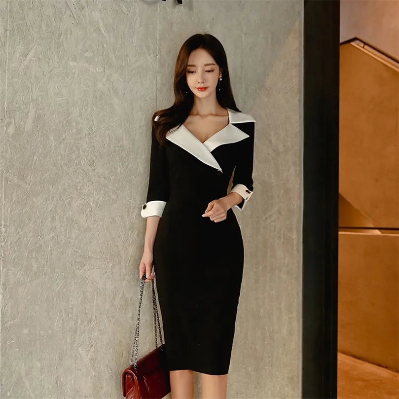 Fashion Dress Women Spring Dresse Casual Office Lady Elegant Business Bodycon Wear to Work Dress Vestidos Clothes 210320