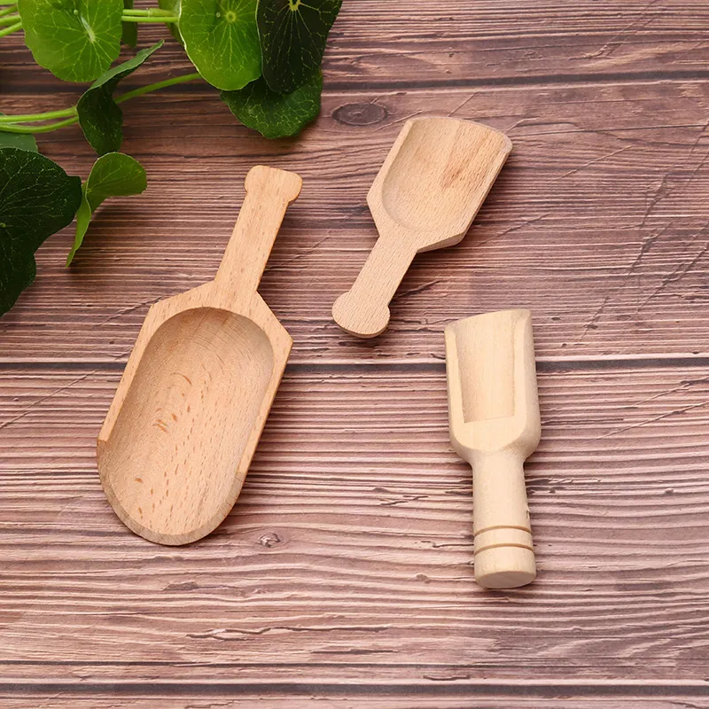 1Pc Wooden Mini Tea Coffee Scoops Seasoning Candy Spices Bath Salt Spoons 220509