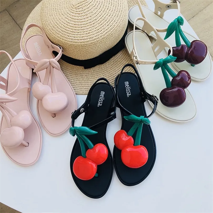 Melissa Brand Cherry 2019 New Women Flat Sandals Shoes Melissa for Women jelly Sandals Female jelly shoes velo mulher cj191220