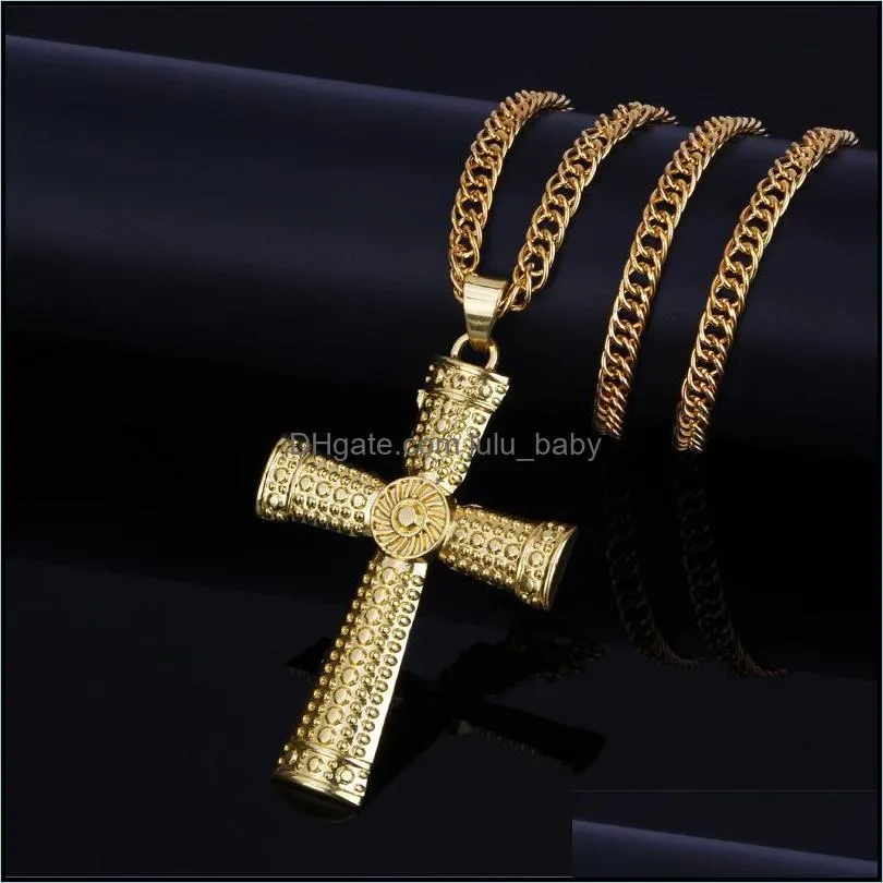 hip hop jewelry men necklace color gold silver tone crucifix charm jewelry alloy cross pendant necklaces beautiful cross necklace