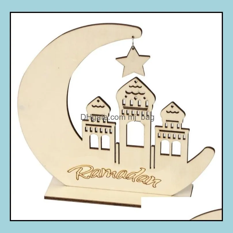 ramadan wooden decor islamic muslim eid mubarak home ornament diy hollow moon star sheep party decoration festival event favor