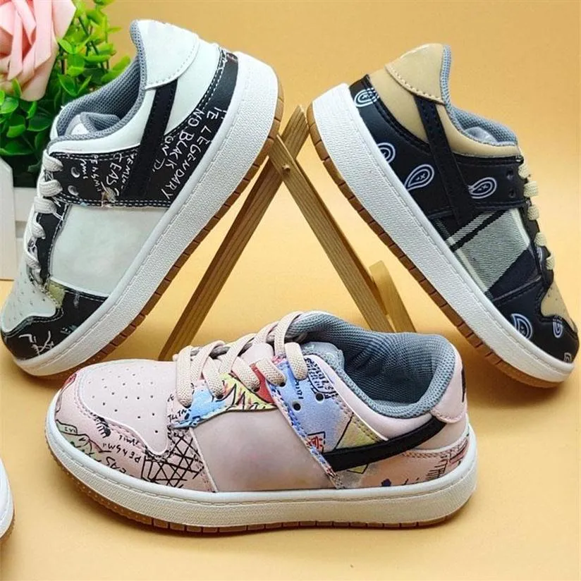 2021 Children Little Kids Ts Scotts x Low Black Parachute Beige Petra Brown Sneaker Toddler Youth Girls Pink Shoes215w