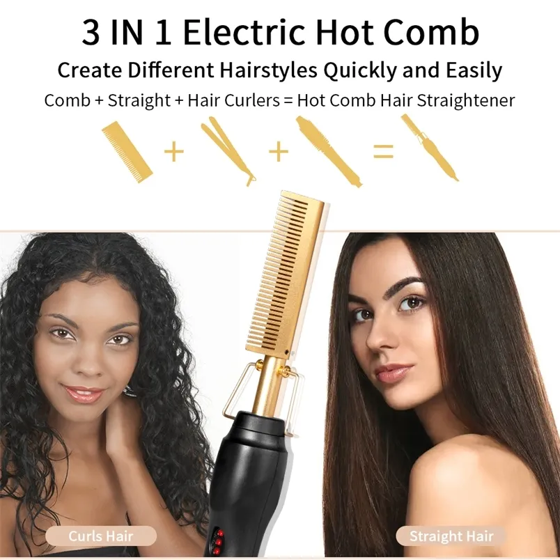 2 i 1 Comb Rättare Curler Electric Rätare Curler Dry Wet Straight Perm Curler 220623