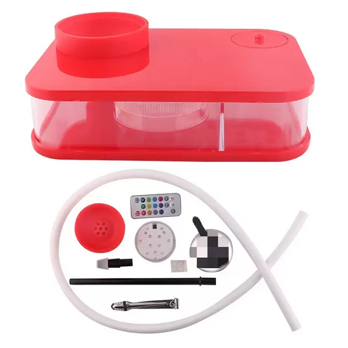 Wholesale Complete Set Of Acrylic Square Hookah Bongs With Lamp Multi