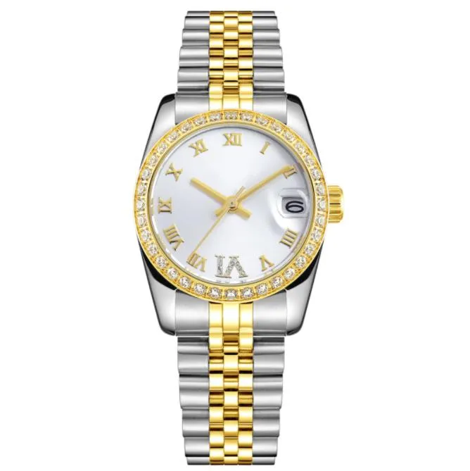 Женские часы Роскошные высококачественные часы с бриллиантами Дизайнерские часы Кольцо с бриллиантом Кварцевый механизм Размер 31 мм Сапфировое стекло Браслет из нержавеющей стали Роскошные золотые часы