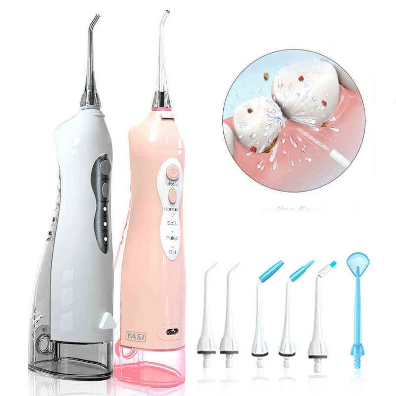 Irrigador oral eléctrico 3 modos USB recargable Dental Water Flosser Family Travel Uso a prueba Jet Floss Teeth Cleaner 220518