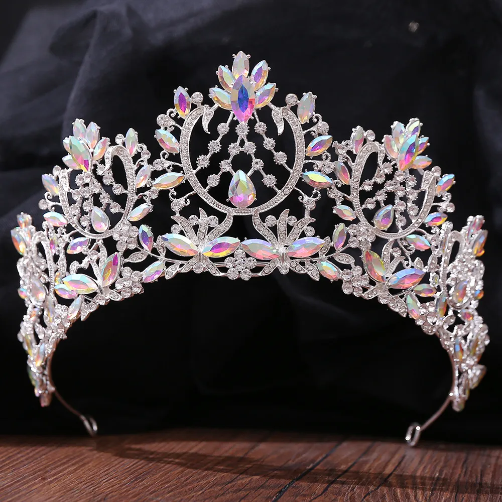 Роскошный серебряный цвет ab crystal bridal tiaras baroque crown головные головные соревнования для невест