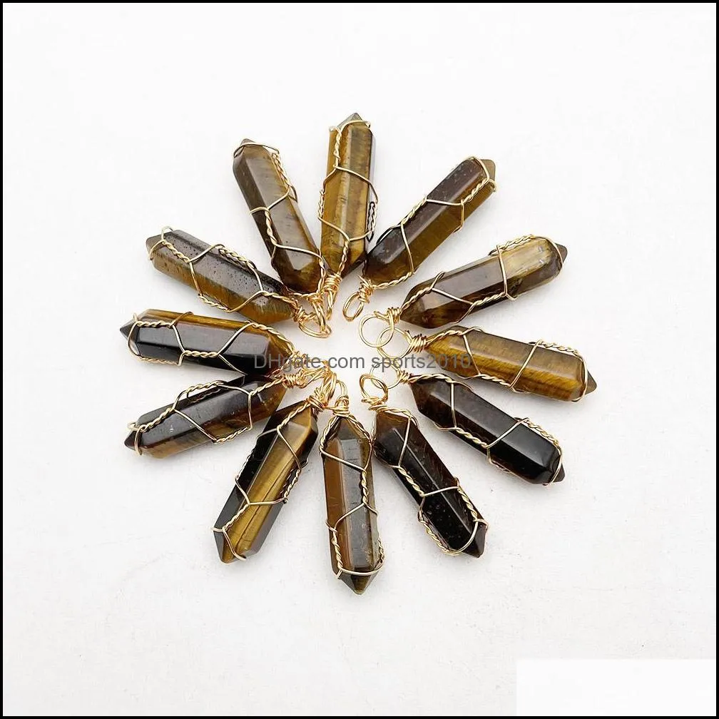 natural stone charms tiger eye pendulum necklace pendant for jewelry making charm accessories
