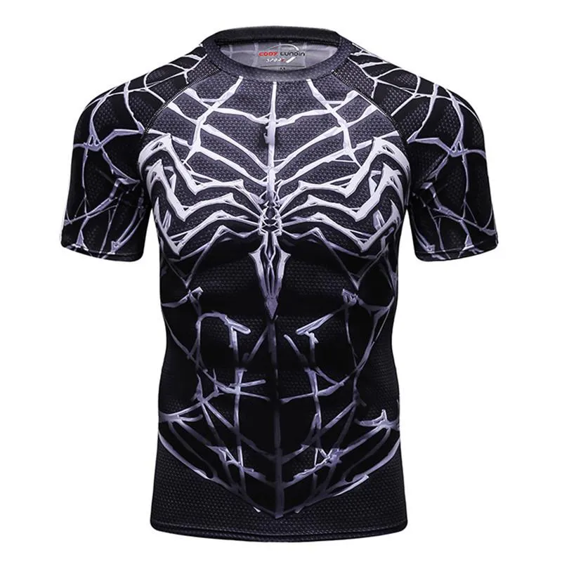 Mens T-shirts Men Compression MMA Rashguard Håll Fit Fitness Kort ärmar Basskikt Skin Tight Weightlifting Elastic Mens