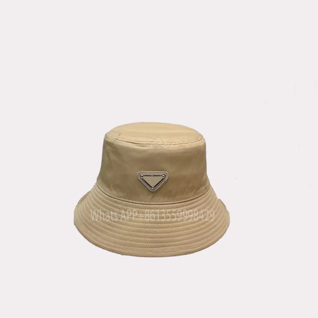 Designer Kvinnor Fashion Prad Spring and Summer New Triangle Badge Letter Fisherman Hats Satin Material Baseball Cap Herrens broderade parhatt