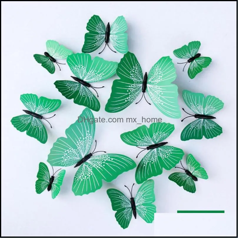 creative 12pcs pvc 3d butterfly fridge magnets wall decor cute butterflies stickers art decals home decoration room waterproof