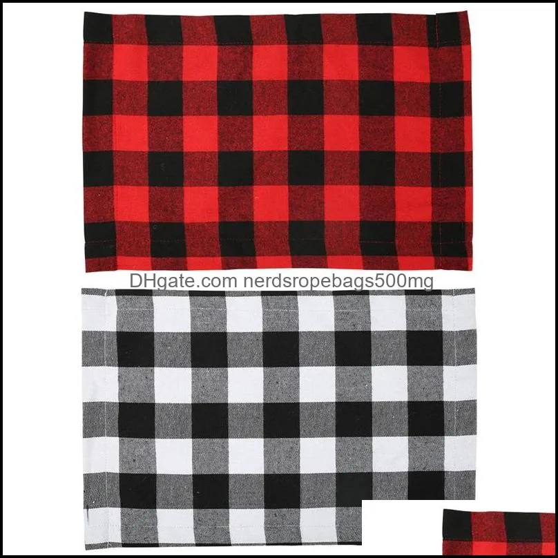 Festival Party Decoration Table Placemat Red Black White Blacks Plaid Tablecloth Mat Christmas Thanksgiving Day Cutlery Pads 4 2jh L2