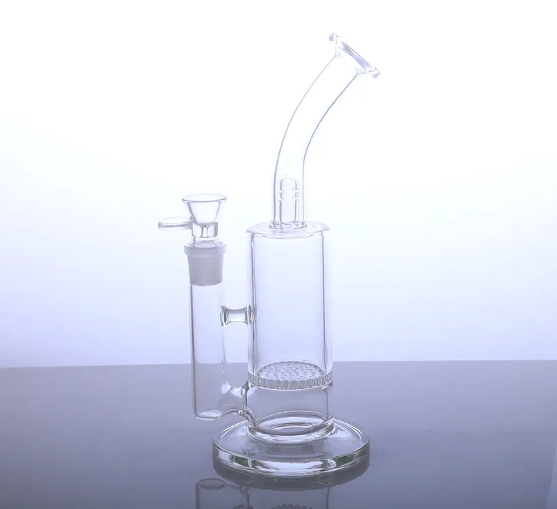 10 tum Clear Hookah Glass Bubbler Bong Rökning Rör med Honeycomb och Splash Guard Oil Dab Rig SG-03