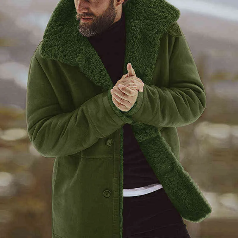 Winter Mens Leather Jacket Lapel Collar Vintage Style Warm Thick Fur Jackets Slim Fit Single Breasted Men Solid Color Long Jacket L220801 From 34 85 DHgate