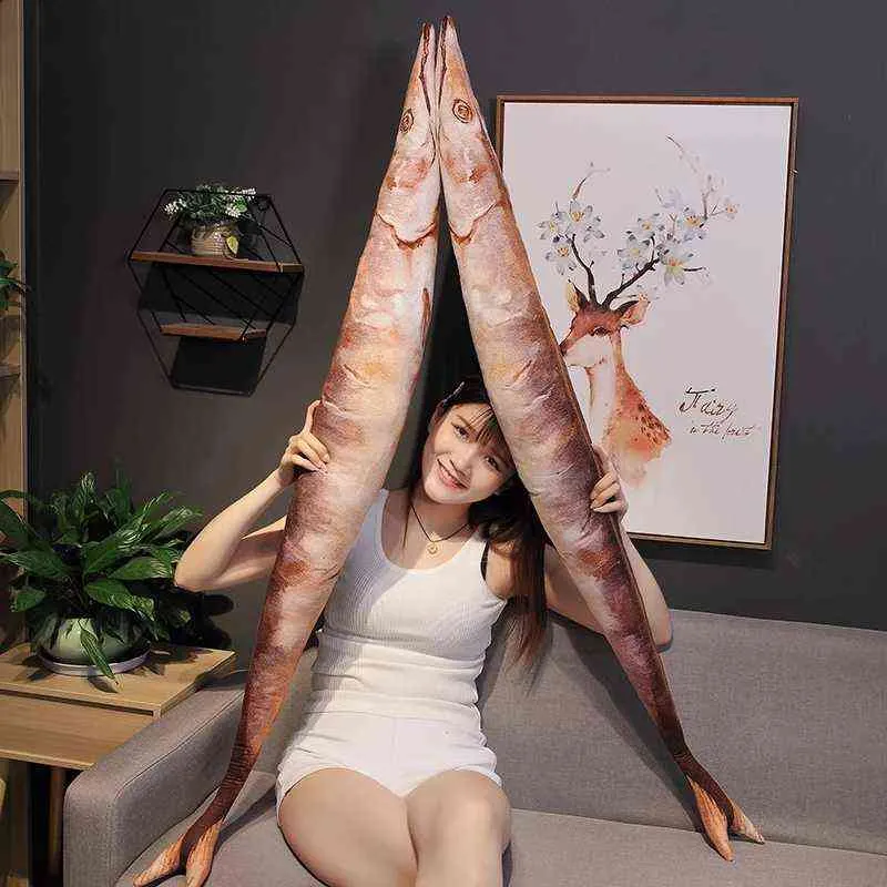 Creative 58150Cm Saury Plush Toy Simulation Fish Plush Pop Funny Pet Animal Toy Stuffed Soft Pillow Gift for Kids ldren J220729