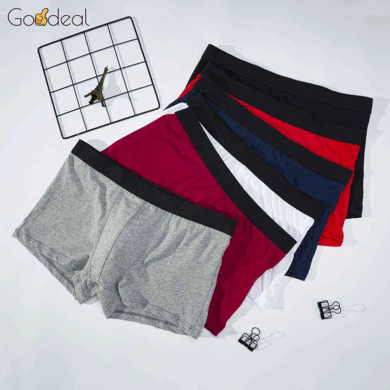 Goodeal 4pcs Boxer Hommes Sous-Vêtements Coton Slip Pure Haute Qualité Mâle Solide Couleur Shorts Confortable Respirant Culotte G220419