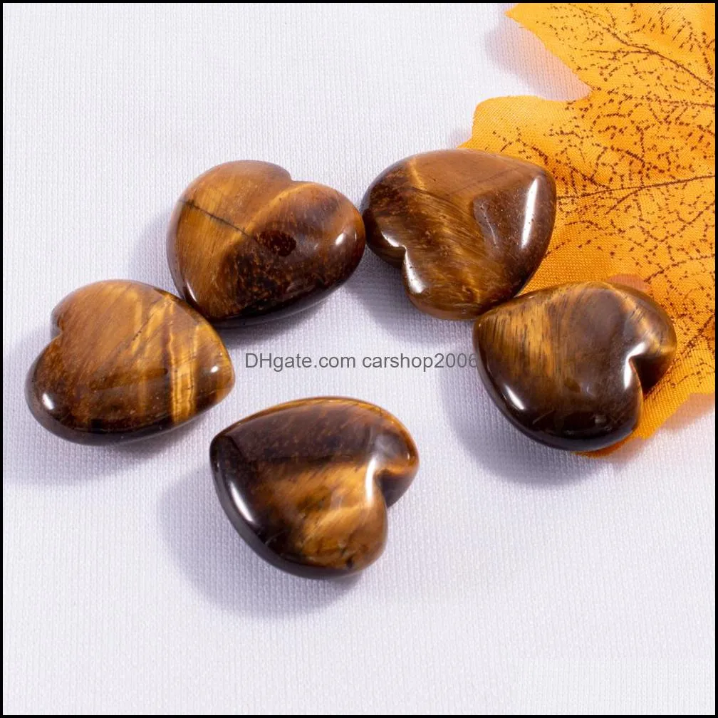 natural crystal tiger`s eye stone ornaments carved 25*10mm heart chakra reiki healing quartz mineral tumbled gemstones hand home decor