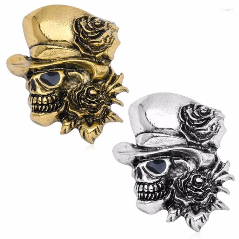 Broches Broches JAVRICK Design Punk Vintage Rose Broche Argent Plaqué Antique Halloween Crâne Pour Halloween/Fête/Vacances Kirk22