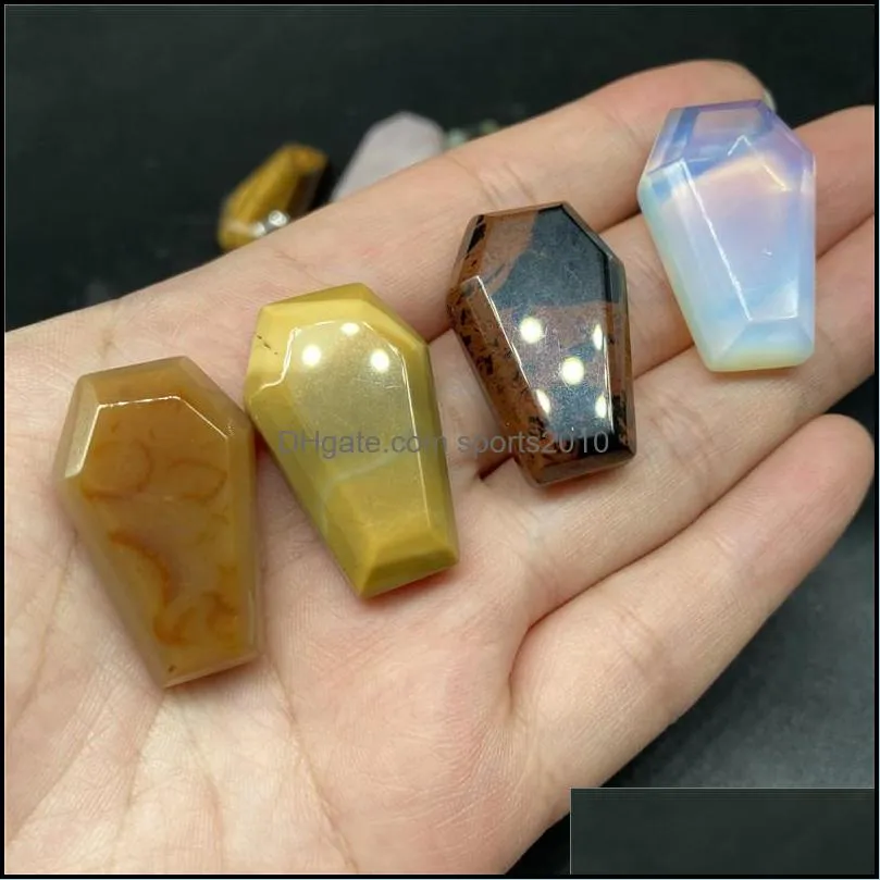 mini natural crystal stone ornaments coffin shape reiki healing chakra quartz mineral tumbled gemstones hand piece home lucky decoration sports2010