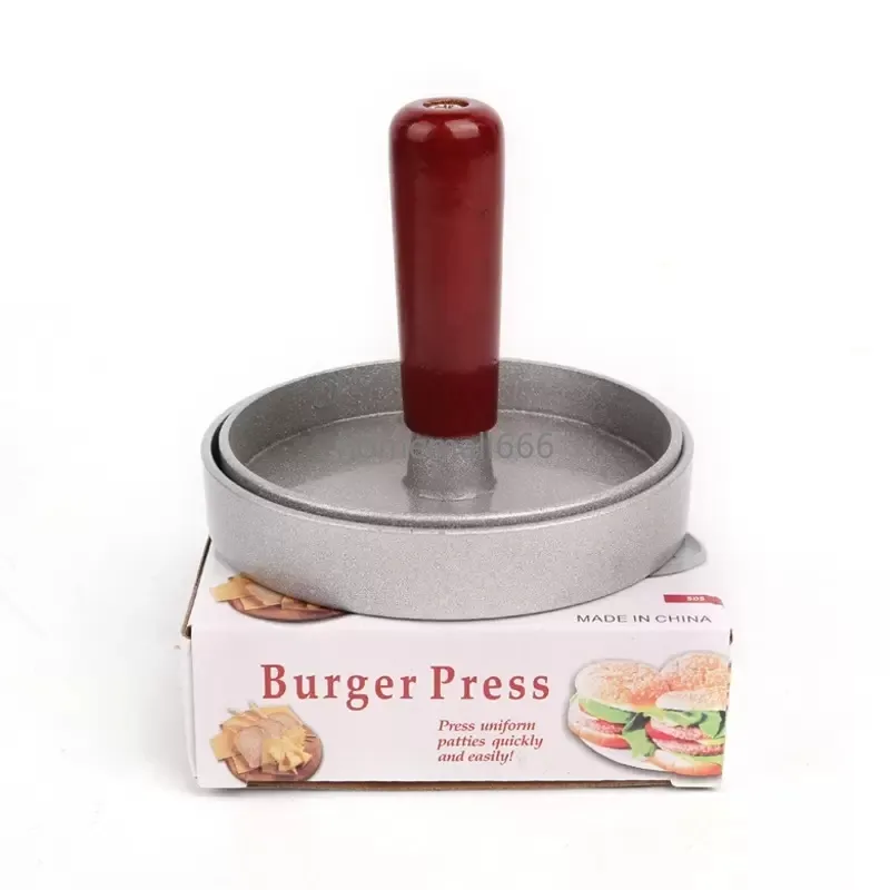 Forma rotonda di alta qualità Rivestimento antiaderente Hamburger Press Tools Hamburger in lega di alluminio Carne Manzo Grill Burger Cucina Cibo Stampo AA