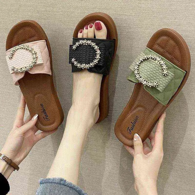 Summer Women Home Slippers Simple Bathroom Slides Houses Student EVA Non-Slip Fashion Beach Sandals Soft Thick Platform Shoes Y220412