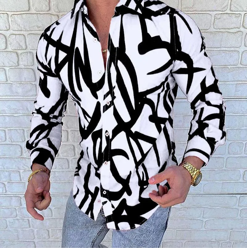 Plus Sizes 3XL Men's Casual Brand Shirts Long Sleeve Top Hawaiian Top Skinny Fit Pattern Man Clothes Cardigan Blouse Fashion Stylish Blusa Chemisier Designer Shirt