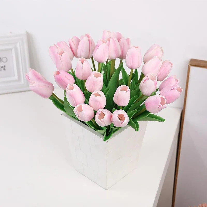 Couronnes de fleurs décoratives PU Mini tulipe Simulation Bouquet fausse fleur maison Vase décoration fête de vacances fleur artificielle décorative