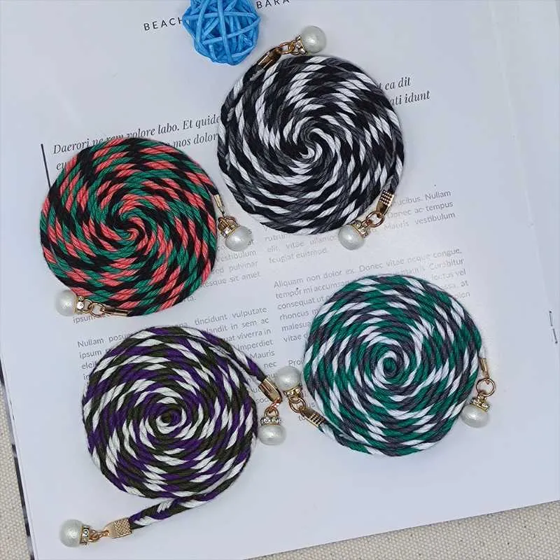 Ceintures colorées multicolour tissage torsion corde de taille femelle saut-tissu ceinture tressée décor de cordon de coton fin chaîne