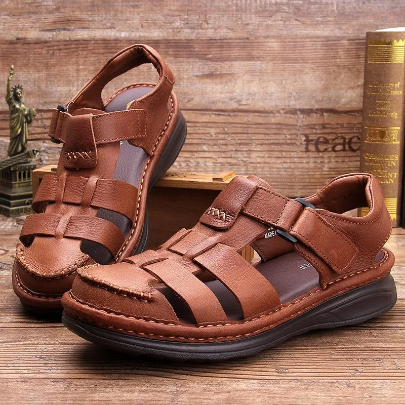 Sandales de haute qualité pour hommes évider pêcheur Rome Style hommes d'affaires Mature été plage chaussures cheville-WrapSandals