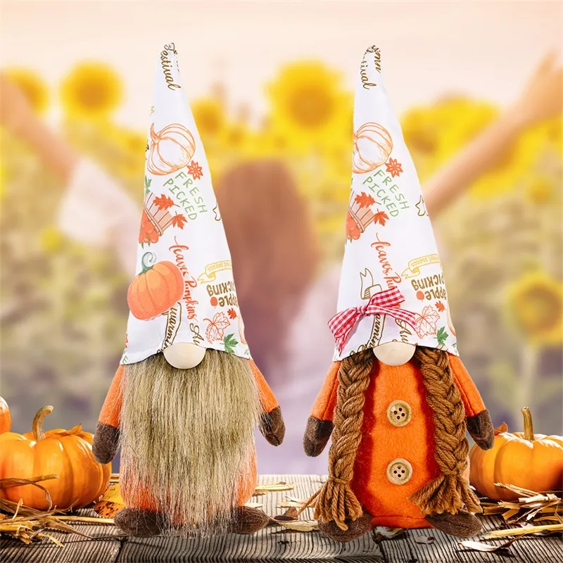 Harvest Festival Pumpkin Gedrukte hoed Faceless Toy Party Supplies Gnomes Doll Thanksgiving Home Window Decoratie Ornamenten 11 2HB1 Q2