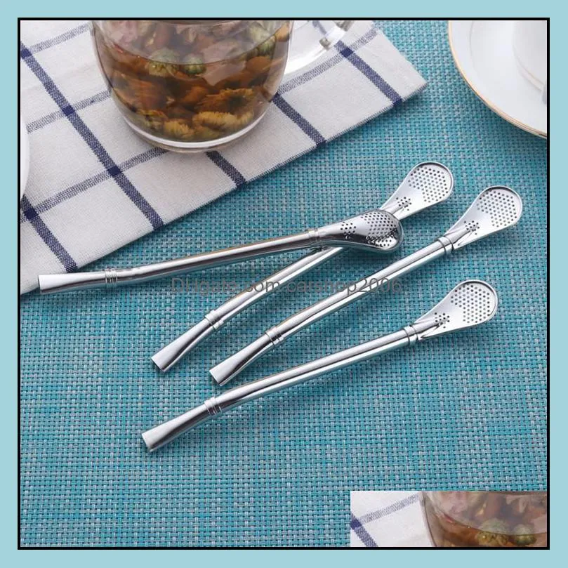 304 stainless steel tea spoon infuser strainer filter food grade metal spoon straw bombilla drinking tools